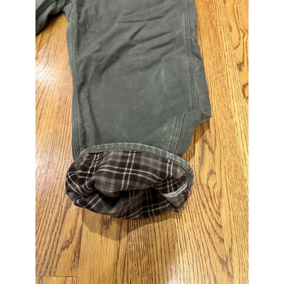 Carhartt B111 Mens Moss Green Flannel Lined Loose Fit Carpenter Pants Size 40x29 - Picture 7 of 12